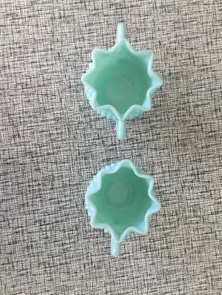 Vintage Fenton Turquoise Hobnail Creamer And Sugar Bowl 2