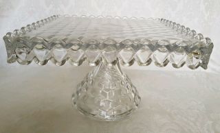 Vintage American Fostoria Square Cake Stand - - 10,  5 " With Rum Well