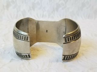 WOW Signed Vintage NAVAJO Stamped Sterling Silver & TURQUOISE Cuff BRACELET 54gm 3