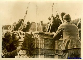 Press Photo: Rare Wehrmacht Troops Launching Observation Balloon; 1940