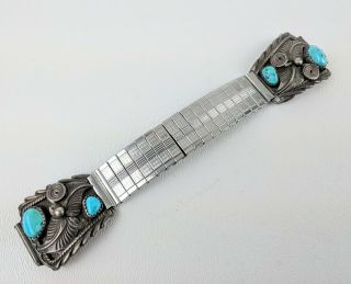 Vintage Sterling South Western Native American Turquoise Wristwatch Watch Lugs