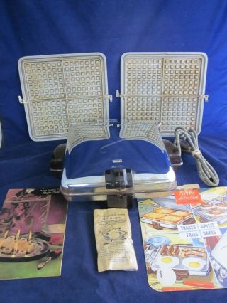 Arvin 3550 - 1 Grill Griddle Pancake Sandwich Waffle Iron Recipe Book Mcm Vintage