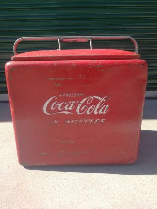 Vtg Coca - Cola Picnic Cooler W/ Ice Tray By Progress Louisville Kentucky 1950’s