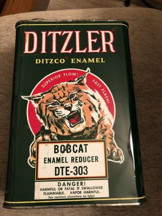 Vintage Ditzler Ditsco Bobcat Enamel Reducer Automotive One Gallon Can,  Oil