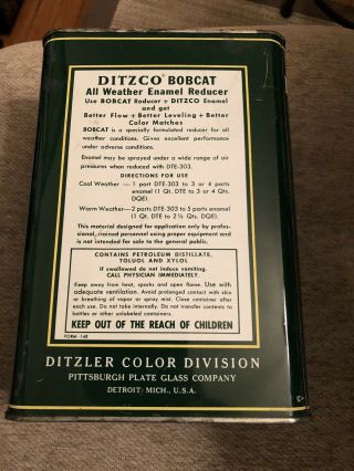 Vintage DITZLER Ditsco Bobcat Enamel Reducer Automotive One Gallon Can,  Oil 2