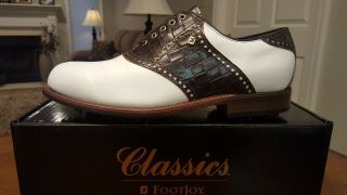 Vintage Footjoy Classics Dry Premiere Mens Golf Shoes 50203 Wh/brn 9.  5d Usa