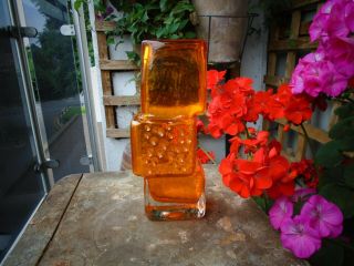 Vintage Whitefriars Drunken Bricklayer Tangerine Vase By Geoffrey Baxter