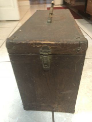 VINTAGE MACHINIST TOOL CHEST BOX WOOD CRAFTSMAN With Key 8