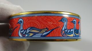 Authentic Hermes Swan Enamel Bangle Bracelet Vintage Signed 37.  5 Grams 3