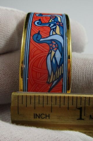Authentic Hermes Swan Enamel Bangle Bracelet Vintage Signed 37.  5 Grams 6