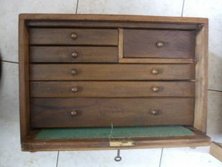 Vintage Engineers Tool Cabinet With 6 Drawers & Lockable Front