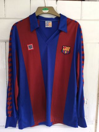 Barcelona Football Home Shirt Rare Long Sleeve 1984 - 89 Vintage Barca La Liga