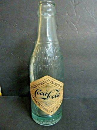 Vintage 1900 Coca Cola 7oz Straight Sided Bottle W Paper Label,  York Pa.