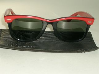 Vintage B&l Ray Ban Electric Red/black Street Neat G15 Wayfarer 5022 Sunglasses