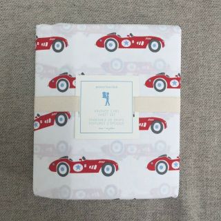 Pottery Barn Kids Vintage Cars Twin Sheet Set Red Gray Blue White
