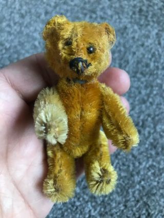 Antique Germany Mini Schuco Jointed Bear Powder Compact & Lipstick Tattered
