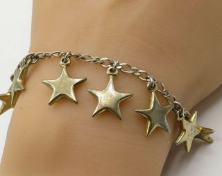 Italy 18k Gold & 925 Sterling Silver - Vintage Celestial Charm Bracelet - B2041