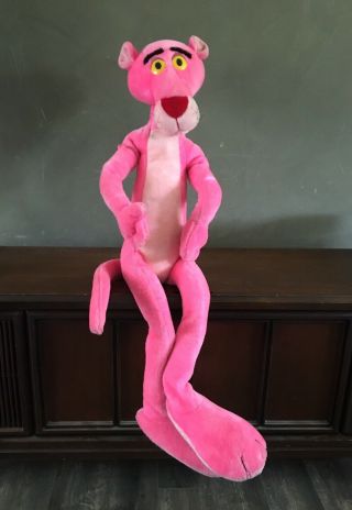 Vtg 1991 Life Size Mighty Star 24k Pink Panther Plush 42 " Tall Bendable