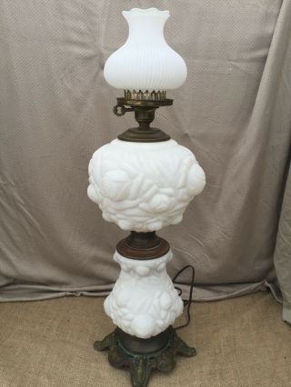 Vintage Gone With The Wind Two Globe Electric Lamp Matte White Glass