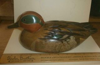 Wooden Decoy Duck By Tom Taber Signed With Woodendare Corona Medallion 1984