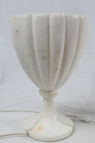 Carved Alabaster Urn Table Lamps Pair Vintage Hollywood Regency Neoclassical 4