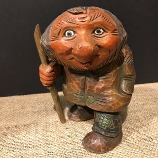 Rare Vintage Otto Sveen Norwegian Hand Carved Wood Troll