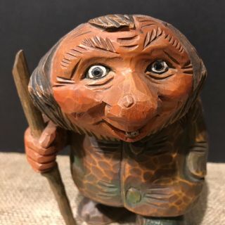 RARE VIntage Otto Sveen Norwegian Hand Carved Wood Troll 5