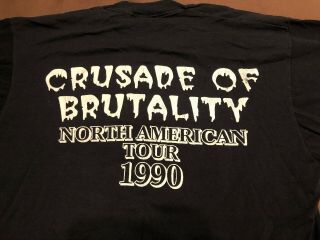 DEATH vintage t shirt 1990 NOS Crusade Of Brutality Tour OG metal band obituary 6