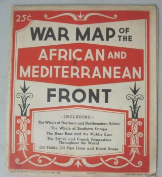 War Map Of The African And Mediterranean Front World War Ii Home Front Map 1942