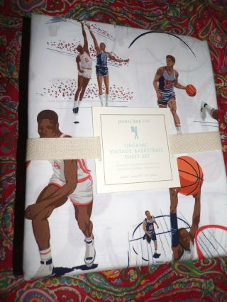 Pottery Barn Kids Vintage Basketball Sheet Set,  Queen