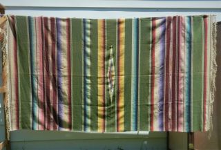 Vintage Antique Mexican Saltillo Serape Wool Fringed Blanket Southwestern 48x85