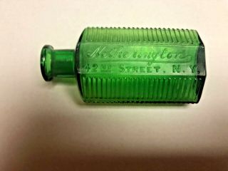 Green Irregular Hexagon Poison Bottle,  Hetherington,  42nd St,  N Y,  Rare