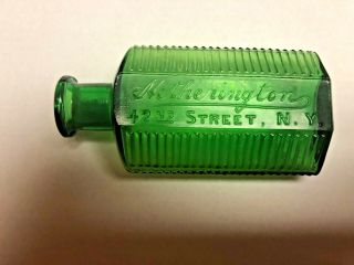 Green Irregular Hexagon Poison Bottle,  Hetherington,  42nd St,  N Y,  Rare 3