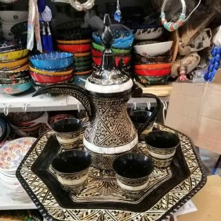 Special Decorative Coffe Service (dallah) Vintage Design " Jug And 5 Cups "