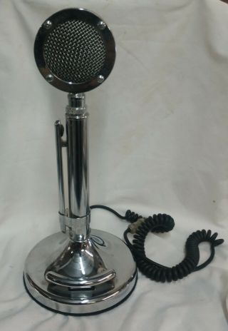Vintage 1940s Silver Eagle Astatic Corp.  Lollipop Desk Stand Microphone
