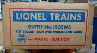 Vintage Lionel 1505ws Train Set Box Only.  Box Is Empty.  (12k)