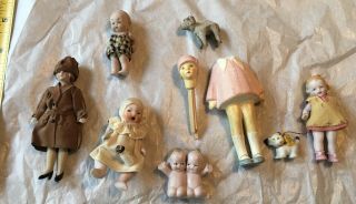 Antique Marked German Bisque Dollhouse Dolls Rare Attic Find