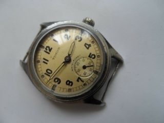 Vintage Timor 15 Jewels Military Style Swiss Made Men 