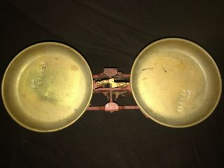 Vintage Cast Iron 3 Kg Kuleli Scale With 3 Brass Pans Decorative Arts 15 