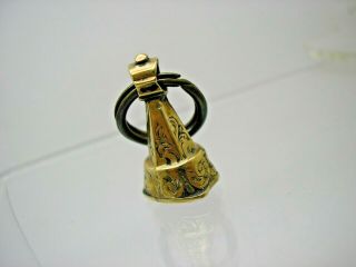 Georgian Tiny 18ct Gold & Natural Amethyst Seal Fob Charm Brass Split Ring