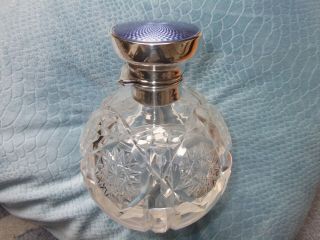 Antique Silver Top Scent Bottle With Guilloche Lid Art Deco 1923