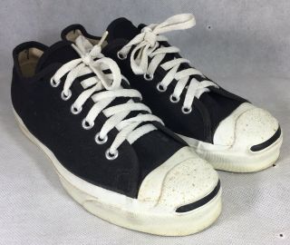 Vintage Jack Purcell Converse Shoes Size 5 Black Shell Toe Sneakers Made In Usa