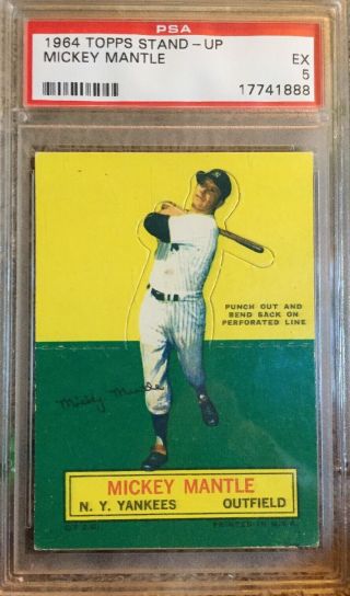 1964 Topps Sand - Up Mickey Mantle,  Psa 5.  Back,  Very Rare In This Shape,