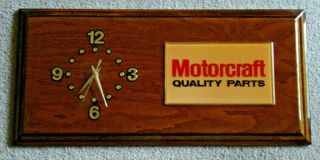 Vintage Solid Wood Laquer Dealership Ford Motorcraft Quality Parts Clock 11x23