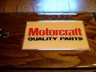 Vintage Solid Wood Laquer Dealership Ford Motorcraft Quality Parts Clock 11x23 3