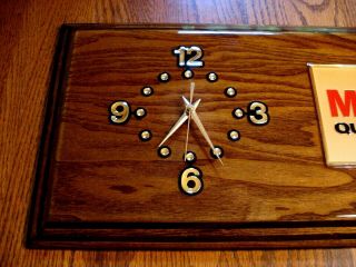 Vintage Solid Wood Laquer Dealership Ford Motorcraft Quality Parts Clock 11x23 4