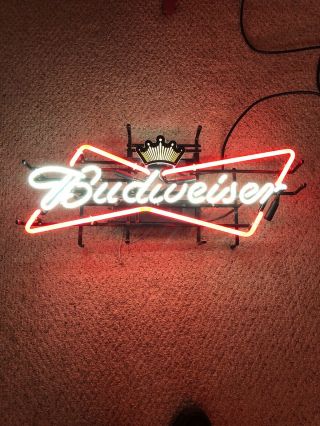 Vintage Budweiser Bowtie Bow Tie Real Neon Sign Beer Bar Light
