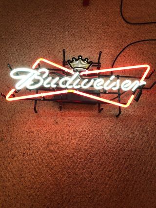 Vintage Budweiser Bowtie Bow Tie Real Neon Sign Beer Bar Light 2