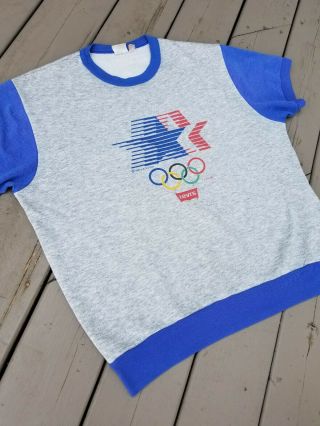Levis Strauss Vintage 1980 Team Usa Olympics Short Sleeve Sweatshirt Size Large