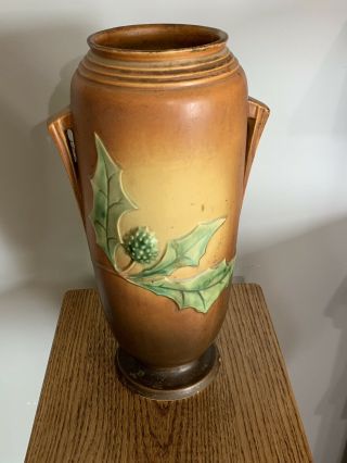 Vintage Roseville Pottery Thorn Apple Floor Vase 824 - 15,  Introduced In 1937